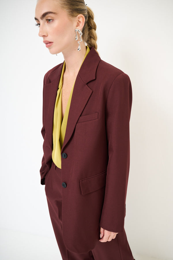 GIACCA OVER 2 BOTTONI VINO KIKISIX