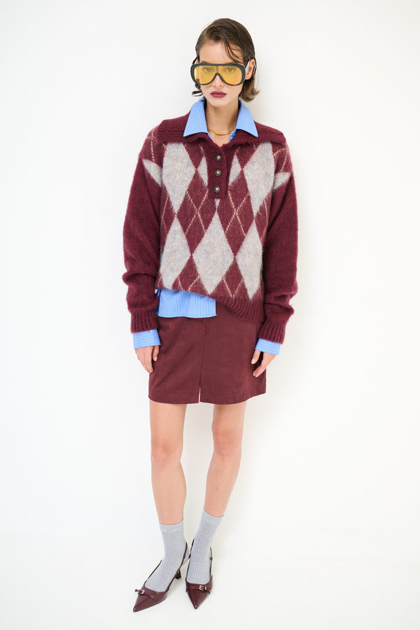 MAGLIONE ROMBI BORDEAUX KIKISIX