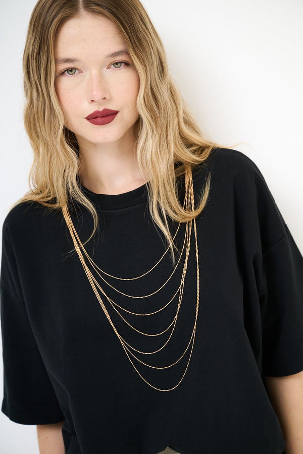 TSHIRT NERA COLLANA KIKISIX